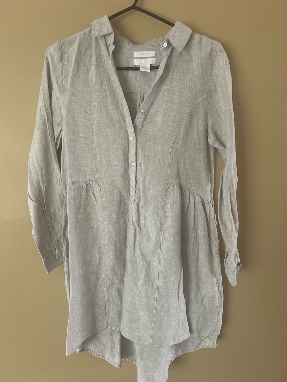 Halston Heritage Linen Tunic in Light Gray